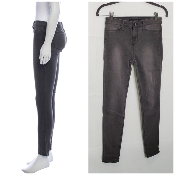 J BRAND Grey Dark Wash Mid-Rise Skinny Leg Jeans Size 26 - Picture 3 of 11